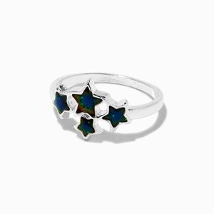 Claire's Silver-tone Star Cluster Mood Ring with Blue Stars, Metal Size 8